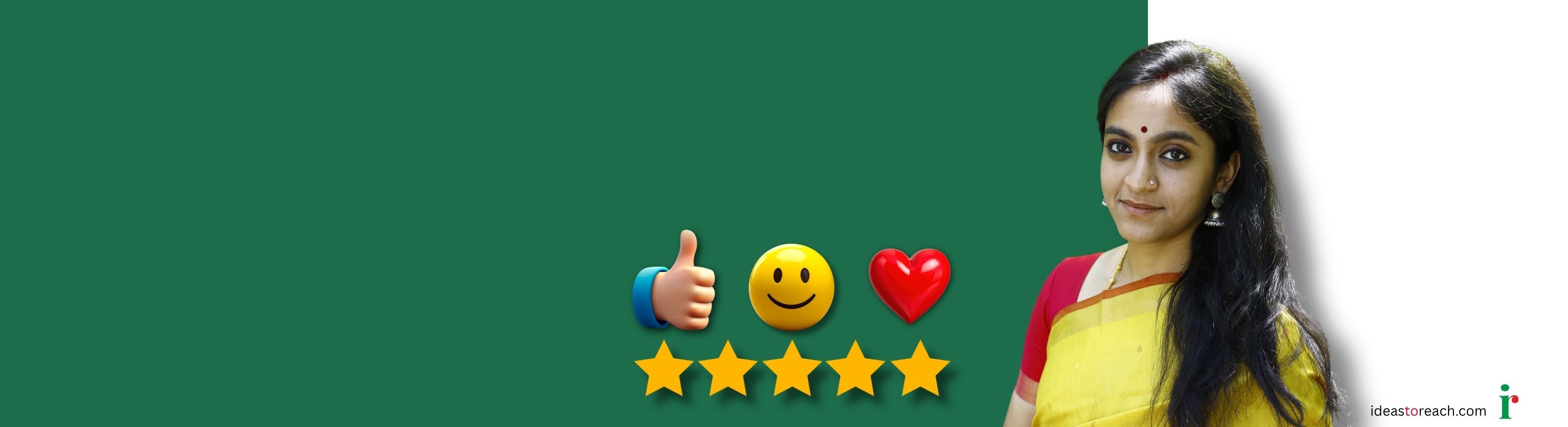 Happy strategist at ideas to reach with 5 star rating, like and love symbols given to the best seo agency in Chennai